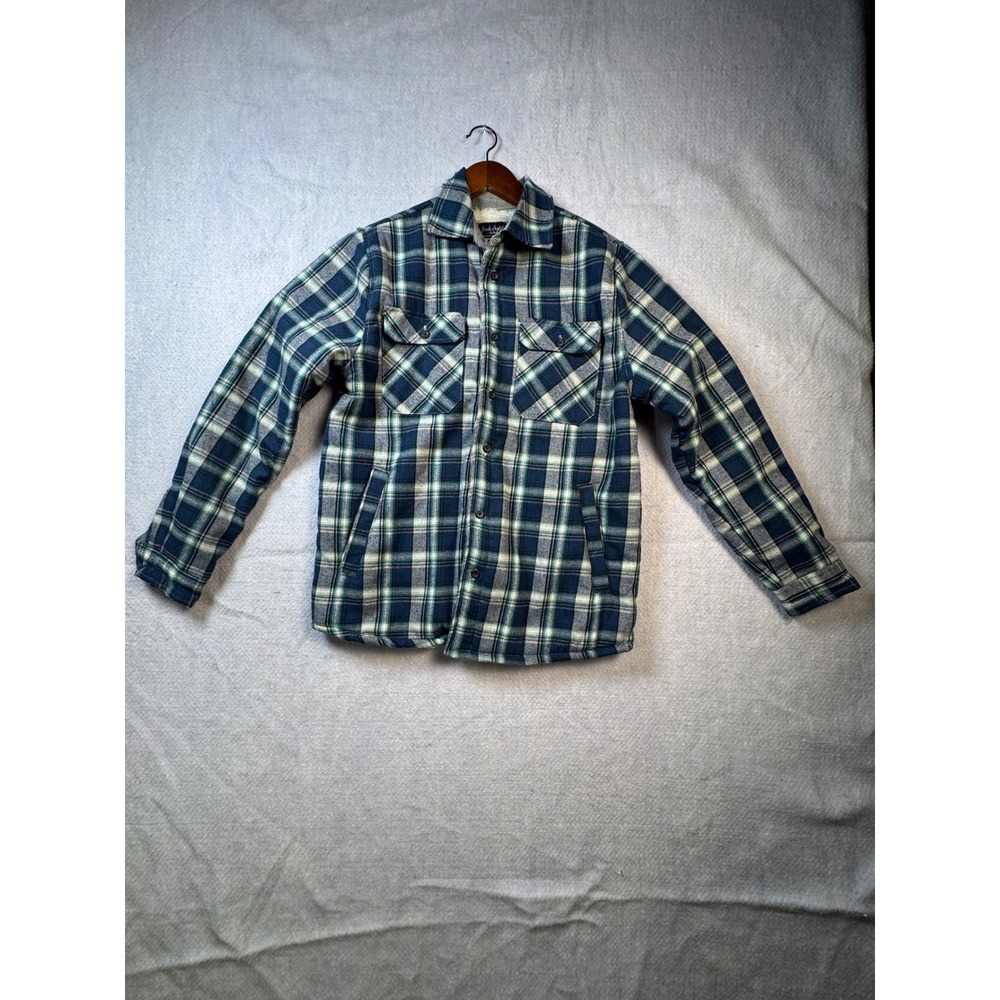 Jack South New York Mens Plaid Sherpa Lined Flannel Shirt Jacket Blue Green S